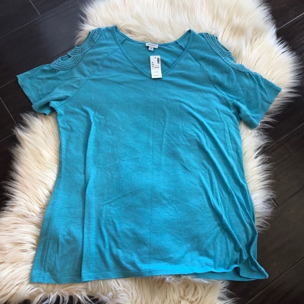 Avenue turquoise knit blouse size 14/16 NWT